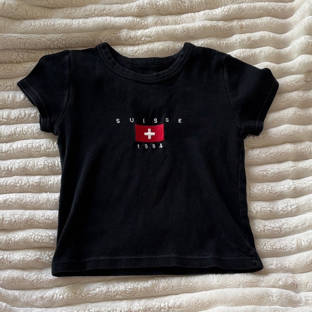 Brandy Melville Vintage Black Suisse Ashlyn Tee